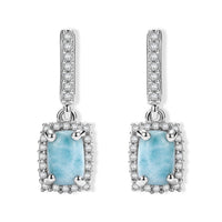 D''Joy Larimar, White Zircon Earrings in Rhodium Over Sterling Silver 1.70 ctw