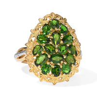 EverTrue Chrome Diopside 3.00 ctw Cluster Ring in 18K YG Plated and Platinum Bond (Size 10.0)