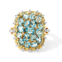 EverTrue Blue Apatite 3.30 ctw Cluster Ring in 18K YG Plated and Platinum Bond (Size 10.0)