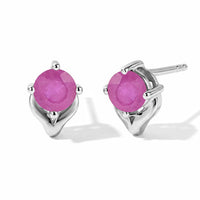 D''Joy Ilakaka Hot Pink Sapphire (FF) 1.60 ctw Earrings in Rhodium Over Sterling Silver