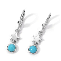 D''Joy Sleeping Beauty Turquoise 1.00 ctw Dangling Earrings in Rhodium Over Sterling Silver