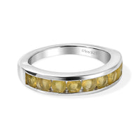 D''Joy Yellow Opal Ring in Rhodium Over Sterling Silver (Size 10.0) 0.75 ctw