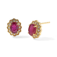 EverTrue Niassa Ruby (FF) and Moissanite 2.50 ctw Earrings in 18K YG Plated