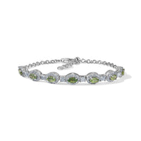 Certified & Appraised D'Joy Premium Milanoa Green Sapphire, Moissanite Bracelet in Rhodium Over Sterling Silver 3.65 ctw