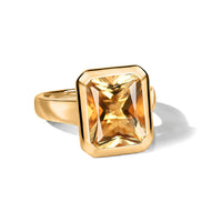D'Joy Radiant Cut Yellow Labradorite Ring in 18K Vermeil YG Over Sterling Silver (Size 10.0) 4.90 ctw