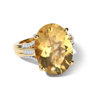 D'Joy Yellow Labradorite, Diamond (0.20 cts) Ring in 18K Vermeil YG Over Sterling Silver (Size 10.0) 10.65 ctw