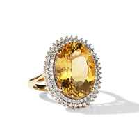 D'Joy Yellow Labradorite, Moissanite Ring in 18K Vermeil YG Over Sterling Silver 11.20 ctw