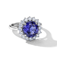 Certified & Appraised Rhapsody 950 Platinum AAAA Tanzanite, Diamond (E-F, VS) (0.70 cts) Ring (Size 10.0) (6.35 g) 4.60 ctw
