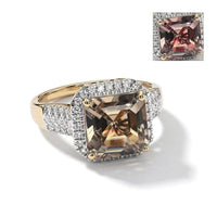 Certified & Appraised Luxoro Asscher Cut AAA Turkizite and Diamond I2 6.10 ctw Ring in 10K Yellow Gold