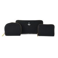 La Marey Black Faux Leather Lychee Grain Set of 3 Wallet
