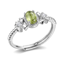Peridot and Simulated Diamond 2.02 ctw Ring in Silvertone (Adjustable)