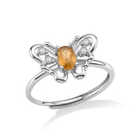 Citrine and Simulated Diamond 1.05 ctw Ring in Silvertone (Adjustable)