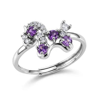 Amethyst,Simulated Diamond Ring in Silvertone (Adjustable) 2.50 ctw