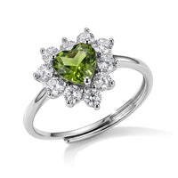 Peridot and Simulated Diamond 3.00 ctw Ring in Silvertone (Adjustable)