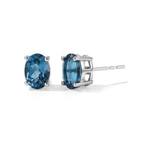 D''Joy London Blue Topaz 2.15 ctw Stud Earrings in Rhodium Over Sterling Silver