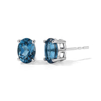 D''Joy London Blue Topaz 2.15 ctw Stud Earrings in Rhodium Over Sterling Silver