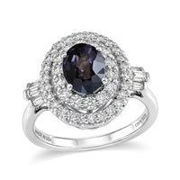Certified & Appraised D'Joy Premium Platinum Spinel, Moissanite Ring in Rhodium Over Sterling Silver (Size 10.0) 2.10 ctw