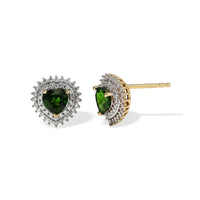 D'Joy Chrome Diopside, Moissanite Royal Heart Stud Earrings in 18K Vermeil YG Over Sterling Silver 1.35 ctw