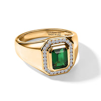 Premium Chrome Diopside, Luxuriant Lab Grown Diamond (G-H, SI) (0.30 cts) Men's Ring in 18K Vermeil YG Over Sterling Silver (Size 10.0) 1.80 ctw