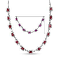 Certified & Appraised D'Joy Premium Usambara Color Change Garnet and Moissanite 12.55 ctw Necklace (18-20 inches) in Rhodium Over Sterling Silver