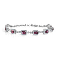 Certified & Appraised D'Joy Premium Usambara Color Change Garnet, Moissanite Bracelet in Rhodium Over Sterling Silver (7.25 In) 7.60 ctw