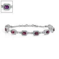 Certified & Appraised D'Joy Premium Usambara Color Change Garnet, Moissanite Bracelet in Rhodium Over Sterling Silver (7.25 In) 7.60 ctw
