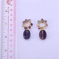Multi Fluorite Earrings in Goldtone 30 ctw