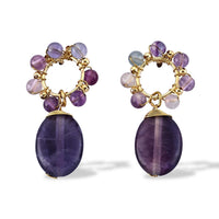Multi Fluorite Earrings in Goldtone 30 ctw