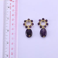 Multi Fluorite Earrings in Goldtone 30 ctw
