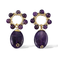 Multi Fluorite Earrings in Goldtone 30 ctw