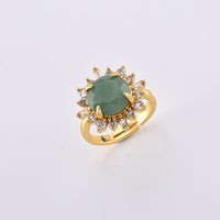 Green Aventurine, Simulated Diamond Ring in Goldtone (Adjustable) 12.00 ctw