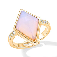 Green Aventurine, Simulated Diamond Ring in Goldtone (Adjustable) 5.20 ctw