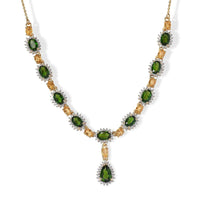 D'Joy Chrome Diopside, Multi Gemstone Verdant Grace Necklace (18 Inches) in 18K Vermeil YG Over Sterling Silver 7.00 ctw