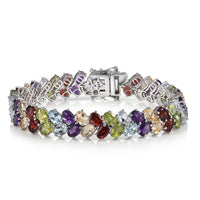 EverTrue Multi Gemstone 29.65 ctw Bracelet in Platinum Bond (7.25 In)