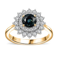 Certified & Appraised Luxoro 14K Yellow Gold AAA Australian Sapphire, Diamond (G-H, I2) (0.74 cts) Floral Ring (Size 10.0) 1.85 ctw