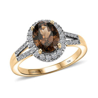 10K Yellow Gold AAA Colour Change Garnet, Luxuriant Lab Grown Diamond (G-H, SI) (0.40 cts) Ring (Size 10.0) 2.50 ctw