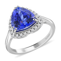 Certified and Appraised Rhapsody 950 Platinum AAAA Tanzanite and E-F VS Diamond Halo Ring 5 Grams 3.00 ctw (Del. in 7-10 Days)