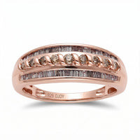 D''Joy Natural Champagne Diamond Ring in 18K Vermeil RG Over Sterling Silver (Size 10.0) 0.60 ctw