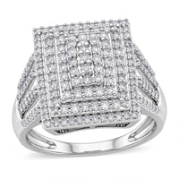 TLV D'Joy Diamond Ring in Rhodium Over Sterling Silver (Size 10.0) 1.00 ctw