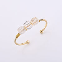 White Crystal Quartz Bangle Bracelet in Goldtone (6.00-6.50 In) 35.00 ctw