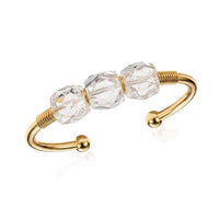 White Crystal Quartz Bangle Bracelet in Goldtone (6.00-6.50 In) 35.00 ctw