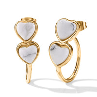 White Howlite Earrings in Goldtone 10.00 ctw