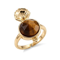 Yellow Tigers Eye Ring in Goldtone (Adjustable) 5.00 ctw