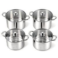 Livmore Stainless Steel Set of 4pcs Cooking Pot - 5L/6L/7L/10L