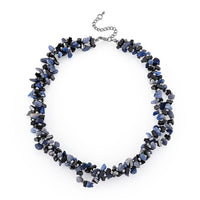 Blue Agate and Hematite 455.00 ctw Beaded Necklace in Silvertone (19-21 Inches)