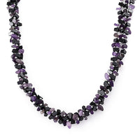 African Amethyst and Hematite 455.00 ctw Beaded Necklace in Silvertone (19-21 Inches)