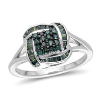 One Time Only D'Joy Green Diamond (IR) Ring in Rhodium Over Sterling Silver (Size 8.0) 0.50 ctw