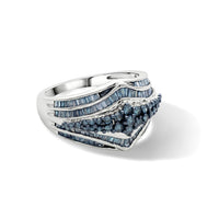 D'Joy Blue Diamond (IR) Ring in Rhodium Over Sterling Silver (Size 10) 1.00 ctw 8628391