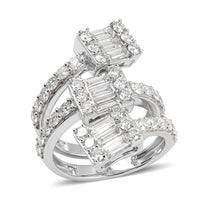 Black Friday Doorbuster TLV Luxuriant Lab Grown Diamond (SI1) Crossover Cascade Ring in Sterling Silver (Size 6.0) 3.00 ctw