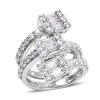 Black Friday Doorbuster TLV Luxuriant Lab Grown Diamond (SI1) Crossover Cascade Ring in Sterling Silver (Size 6.0) 3.00 ctw